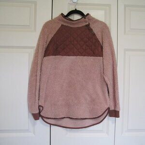 Warm Pink, Wine colored sherpa Quilted Sweatshirt sz L